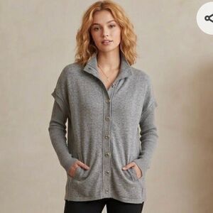 Michael stars merino fine wool modal cashmere blend button up grey cardigan swea
